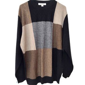 Pronto Uomo XL Mens Colorblock Y2K Textured Wool Blend Granddad Sweater